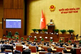 Quốc hội biểu quyết thông qua Luật Phòng, chống mua bán người (sửa đổi). (Ảnh: Doãn Tấn/TTXVN)