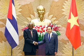 Chủ tịch Quốc hội Trần Thanh Mẫn và Chủ tịch Quốc hội Chính quyền Nhân dân Cuba Esteban Lazo Hernandez. (Ảnh: Doãn Tấn/TTXVN)