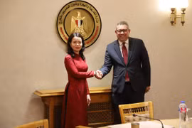 Thứ trưởng Bộ Ngoại giao Nguyễn Minh Hằng và Trợ lý Ngoại trưởng Ai Cập Ahmed Shaheen đồng chủ trì Kỳ họp lần thứ 10 Tham vấn chính trị giữa Bộ Ngoại giao hai nước. (Ảnh: Nguyễn Trường/TTXVN)