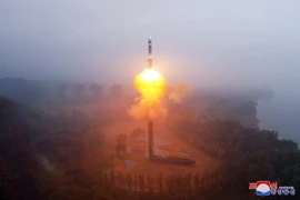 Vụ phóng tên lửa đạn đạo liên lục địa (ICBM) Hwasong-19 của Triều Tiên ngày 31/10/2024. (Ảnh: Yonhap/TTXVN)