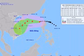 Đường đi của bão số 7 lúc 10h ngày 8/11/2024. (Ảnh: TTXVN phát)