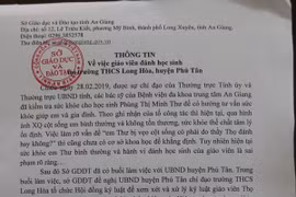 Thông cáo báo chí Sở Giáo dục và Đào tạo tỉnh An Giang phát đi ngày 1/3. (Ảnh: Công Mạo/TTXVN)