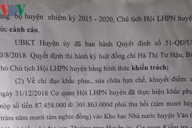 Yên Bái: Kỷ luật Chủ tịch, Phó Chủ tịch Hội phụ nữ huyện Văn Chấn