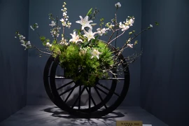 Một tác phẩm Ikebana tại triển lãm. (Ảnh: Tuyến Nguyễn-Thành Hữu/Vietnam+)