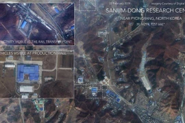 Hình ảnh do vệ tinh của công ty Digital Globe chụp vào ngày 22/2/2019 cho thấy hoạt động tại phóng Sanumdong của Triều Tiên. (Ảnh: WFSB/ TTXVN)
