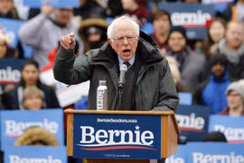 Thượng nghị sỹ Bernie Sanders trong chiến dịch vận động tranh cử Tổng thống Mỹ tại trường Đại học Brooklyn, New York, ngày 2/3/2019. (Ảnh: THX/ TTXVN)