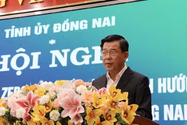 Bí thư Tỉnh ủy Đồng Nai Nguyễn Hồng Lĩnh phát biểu tại hội nghị. (Ảnh: Lê Xuân/TTXVN)