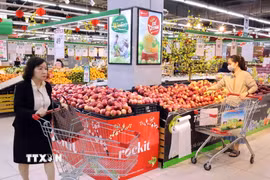 Nguồn cung hàng hóa đủ, một số siêu thị, cửa hàng phục vụ xuyên Tết. (Nguồn: TTXVN)