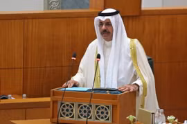 Thủ tướng Kuwait Sheikh Ahmad Nawaf al-Ahmad al-Sabah phát biểu tại Quốc hội ở Kuwait City. (Ảnh: AFP/TTXVN)