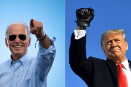 Đương kim Tổng thống Mỹ Joe Biden (trái) và cựu Tổng thống Donald Trump. (Ảnh: AFP/TTXVN)