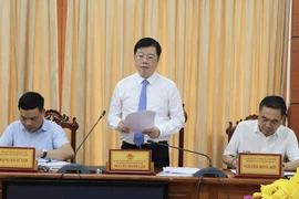 Ông Nguyễn Thanh Lâm, Thứ trưởng Bộ Thông tin và Truyền thông phát biểu tại buổi làm việc. (Ảnh: Thanh Sang/TTXVN)