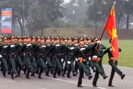 Các lực lượng Bộ đội tham gia tập luyện chuẩn bị cho Lễ diễu binh, diễu hành nhân kỷ niệm 70 năm Chiến thắng Điện Biên Phủ. (Ảnh: Trọng Đức/TTXVN)