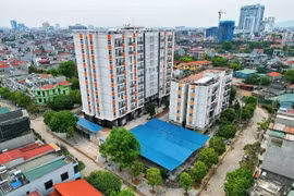Hai tòa nhà thuộc Dự án nhà ở xã hội N01, N02 nằm trong khu dân cư số 3, thành phố Bắc Giang. (Ảnh: Tuấn Anh/TTXVN)