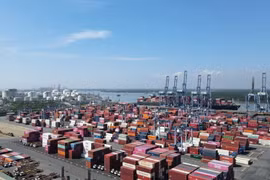 Hàng hóa thông quan tại cụm cảng biển Cái Mép-Thị Vải, tỉnh Bà Rịa-Vũng Tàu. (Ảnh: Đoàn Mạnh Dương/TTXVN)