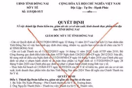 Văn bản giả mạo Sở Y tế Đồng Nai, giả mạo chữ ký của Giám đốc Sở Y tế Lê Quang Trung. (Nguồn: báo Đồng Nai)