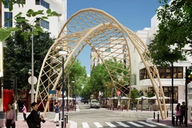 Phối cảnh đường Thái Văn Lung, phường Bến Nghé, quận 1, sau khi cải tạo, với kiến trúc mang tính biểu tượng và nghệ thuật. (Ảnh: TTXVN phát)