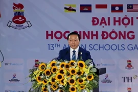 Phó Thủ tướng Chính phủ Trần Hồng Hà phát biểu khai mạc Đại hội Thể thao học sinh Đông Nam Á lần thứ 13 tại Việt Nam. (Ảnh: Trần Lê Lâm/TTXVN)