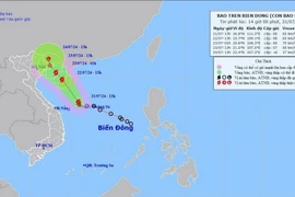 Hướng và đường đi của bão số 2, chiều 21/7/2024). (Ảnh: TTXVN phát)