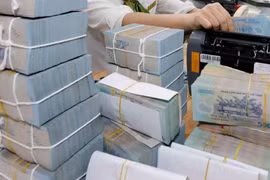 Kiểm tiền tại ngân hàng. (Ảnh: Trần Việt/TTXVN)