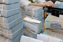 Kiểm tiền tại ngân hàng. (Ảnh: Trần Việt/TTXVN)