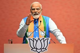Thủ tướng Ấn Độ Narendra Modi phát biểu tại trụ sở của đảng Bharatiya Janata (BJP) ở New Delhi ngày 14/4. (Ảnh: AFP/TTXVN)
