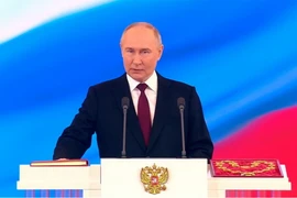 Tổng thống Nga Vladimir Putin tuyên thệ trong lễ nhậm chức tại Điện Kremlin ở Moscow, Nga ngày 7/5. (Nguồn: