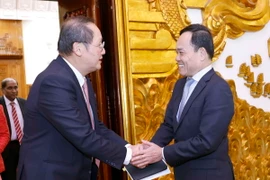 Phó Thủ tướng Trần Lưu Quang và ông Tan See Leng, Bộ trưởng thứ hai Bộ Công Thương Singapore. (Ảnh: Doãn Tấn/TTXVN)
