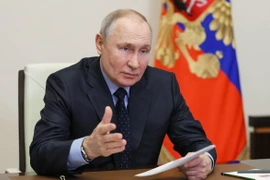 Tổng thống Nga Vladimir Putin chủ trì cuộc họp nội các tại ngoại ô Moskva, ngày 29/3/2023. (Ảnh: AFP/TTXVN)