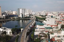 Toàn cảnh dự án Đường sắt trên cao Cát Linh - Hà Đông (Ảnh: Tùng Lâm/Vietnam+)