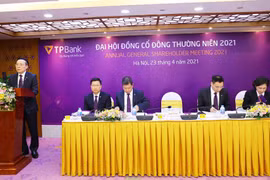 Ban lãnh đạo TPBank tại Đại hội. (Ảnh: Vietnam+)