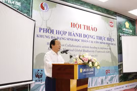 Thứ trưởng Bộ Tài nguyên và Môi trường Võ Tuấn Nhân phát biểu tại hội thảo. (Ảnh: Hùng Võ/Vietnam+)