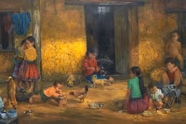 Tác phẩm "Một ngày như thế" (chất liệu sơn dầu) của họa sỹ Bùi Văn Tuất. (Ảnh: Nghệ sỹ cung cấp)