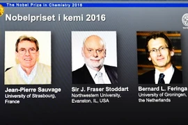 Ba nhà khoa học giành giải Nobel Hóa học 2016: Jean-Pierre Sauvage, J Fraser Stoddart and Bernard L Feringa. (Nguồn: AFP/TTXVN)