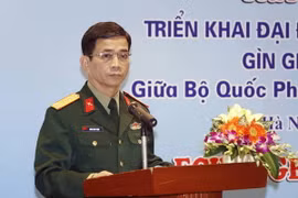 Đại tá Hoàng Kim Phụng, Giám đốc Trung tâm Gìn giữ hòa bình Việt Nam phát biểu. (Ảnh: An Đăng/TTXVN)