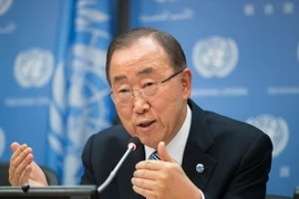 Tổng thư ký Liên hợp quốc Ban Ki-moon trong cuộc họp báo ở New York của Mỹ ngày 16/12. (Ảnh: THX/TTXVN)