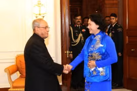 Chủ tịch Quốc hội Nguyễn Thị Kim Ngân hội kiến Tổng thống Ấn Độ Pranab Mukherjee. (Ảnh: Trọng Đức/TTXVN) 