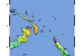 Bản đồ tâm chấn của trận động đất ở Papua New Guinea ngày 17/12. (Ảnh: EPA/TTXVN)