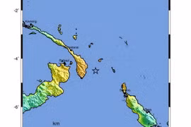 Bản đồ tâm chấn của trận động đất ở Papua New Guinea ngày 17/12. (Ảnh: EPA/TTXVN)
