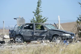 Hiện trường vụ nổ bom ở Haymana ngày 8/10. (Ảnh: THX/TTXVN)