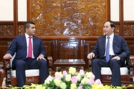 Chủ tịch nước Trần Đại Quang tiếp Đoàn xúc tiến thương mại Madagascar, do ông Eric Andry Ramiandrasoa, Lãnh sự danh dự Việt Nam tại Cộng hòa Madagascar làm Trưởng đoàn. (Ảnh: Nhan Sáng/TTXVN)