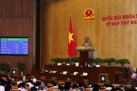 Quốc hội biểu quyết thông qua Luật sửa đổi bổ sung Danh mục ngành, nghề đầu tư kinh doanh có điều kiện của Luật đầu tư. (Ảnh: Nguyễn Dân/TTXVN)
