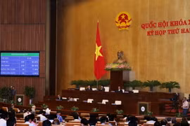 Quốc hội biểu quyết thông qua Luật sửa đổi bổ sung Danh mục ngành, nghề đầu tư kinh doanh có điều kiện của Luật đầu tư. (Ảnh: Nguyễn Dân/TTXVN)