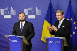 Nhằm giải quyết căng thẳng, ngày 12/12, Phó Thủ tướng Ukraine Arbuzov đã hội đàm với Cao ủy EU Stefan Fule liên quan tới thỏa thuận liên kết EU-Ukraine. (Nguồn: AFP/ TTXVN)