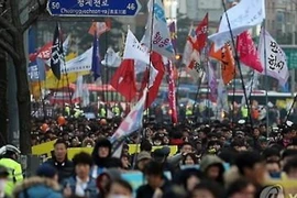 Biểu tình chống chính phủ tại thủ đô Seoul. (Nguồn: Yonhap)
