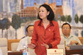 Chủ nhiệm Ủy ban Về các vấn đề xã hội của Quốc hội Trương Thị Mai phát biểu ý kiến. (Ảnh: Phương Hoa/TTXVN)