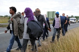 Người nhập cư tại khu vực cảng Calais, miền bắc Pháp ngày 3/8. (Nguồn: AFP/TTXVN)