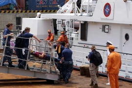 Cuộc diễn tập cứu trợ thảm họa “Y tế Biển đảo” do Bộ Tư lệnh Thái Bình Dương Hoa Kỳ phối hợp với thành phố Đà Nẵng, Bộ Y tế và Bộ Quốc phòng Việt Nam tổ chức. (Ảnh: Trần Lê Lâm/TTXVN)