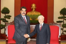Tổng Bí thư Nguyễn Phú Trọng tiếp Tổng thống Cộng hòa Bolivarian Venezuela Nicolás Maduro Moros thăm chính thức Việt Nam. (Ảnh: Trí Dũng/TTXVN)