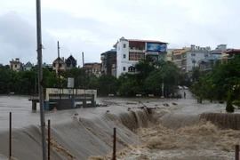 Thành phố Uông Bí ngập sâu trong nước lũ. (Ảnh: Nguyễn Hoàng/TTXVN)