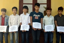 Sáu đối tượng bị Bộ đội Biên phòng bắt giữ. (Ảnh: Công Hải/Vietnam+)